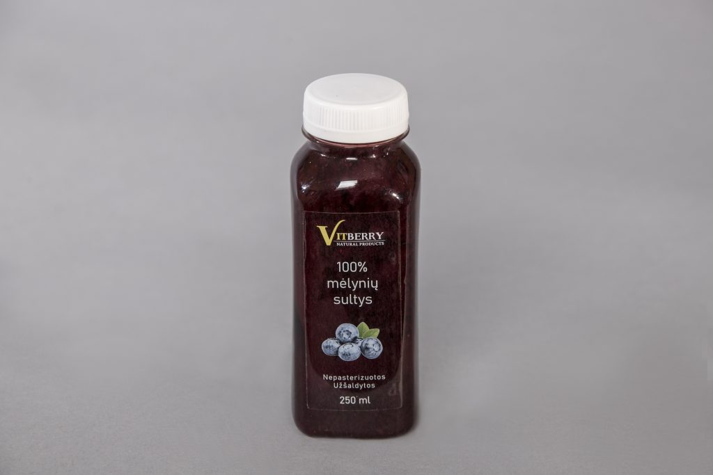 Užšaldytos, nepasterizuotos mėlynių sultys 250ml